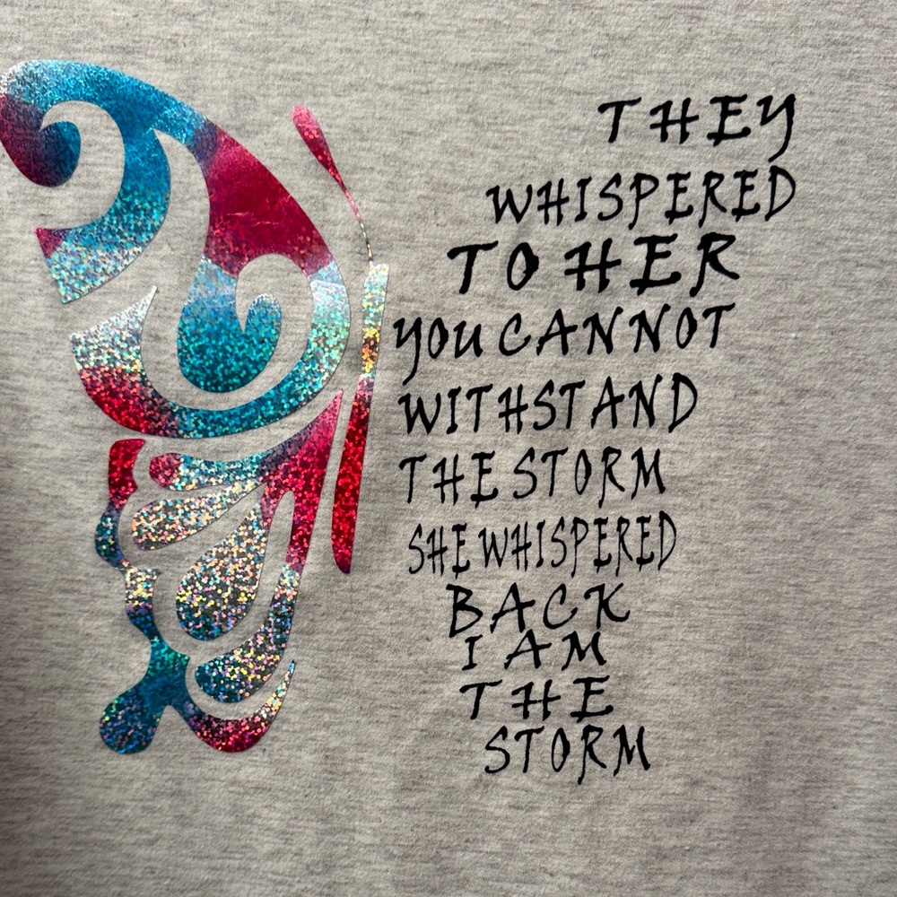 Sparkle Butterfly Graphic Tee - Silver/Blue/Pink